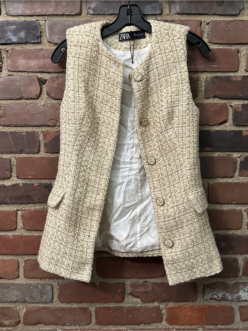 ZARA tweed dressy vest size small/2 30 chest / 25” long